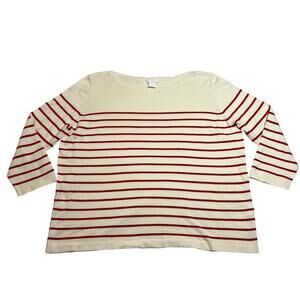 H&M Boat Neck Stripe Knit Top Size XL Stretch Coastal Nautical Preppy Casual